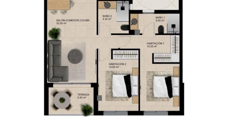 Apartamento de 2 dormitorios en Elche, España No. 1322 № 2