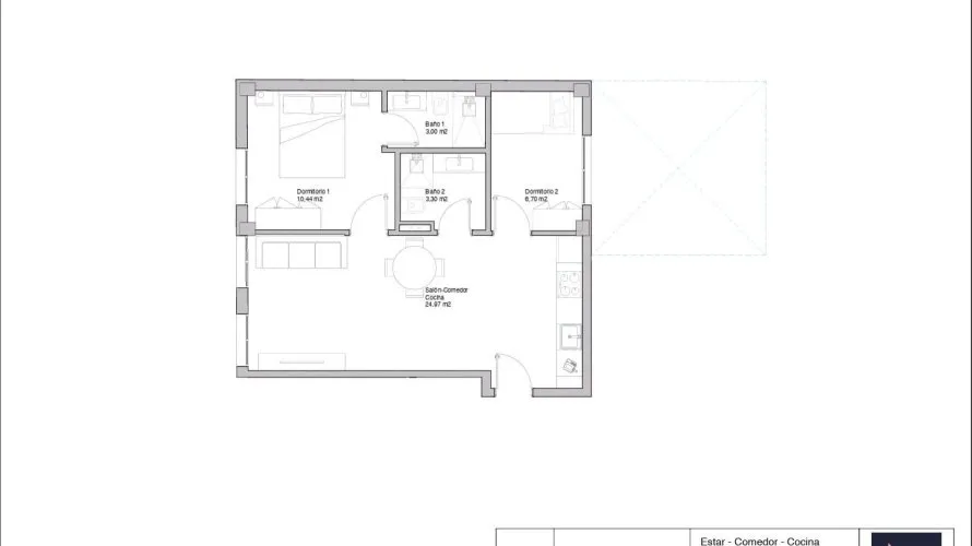 Apartamento de 2 dormitorios en Alicante, España No. 1301