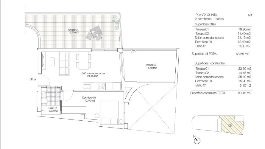 Penthouse de 1 chambre à Torrevieja, Espagne No. 325 № 1