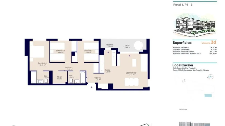 3 bedrooms apartment for sale, Alicante, Spain No. 456 № 12